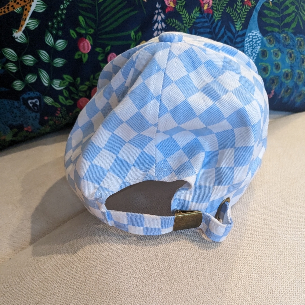 Handmade Hat, "Original" blue checkered, unisex $20 - Picture 3 of 3